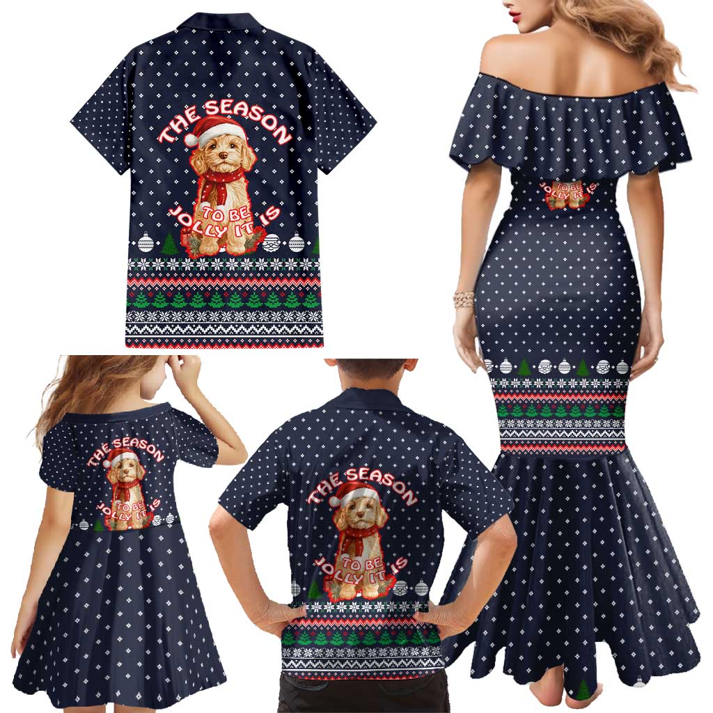 The Season To Be Jolly Goldendoodle Christmas Family Matching Mermaid Dress and Hawaiian Shirt Xmas Holiday Patterns - Wonder Print Shop