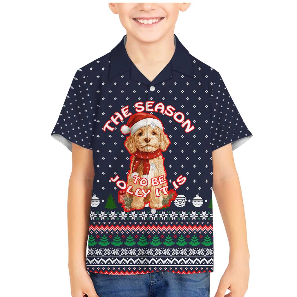 The Season To Be Jolly Goldendoodle Christmas Family Matching Mermaid Dress and Hawaiian Shirt Xmas Holiday Patterns - Wonder Print Shop