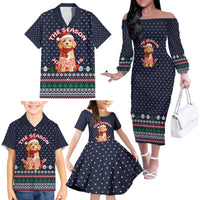 The Season To Be Jolly Goldendoodle Christmas Family Matching Off The Shoulder Long Sleeve Dress and Hawaiian Shirt Xmas Holiday Patterns - Wonder Print Shop