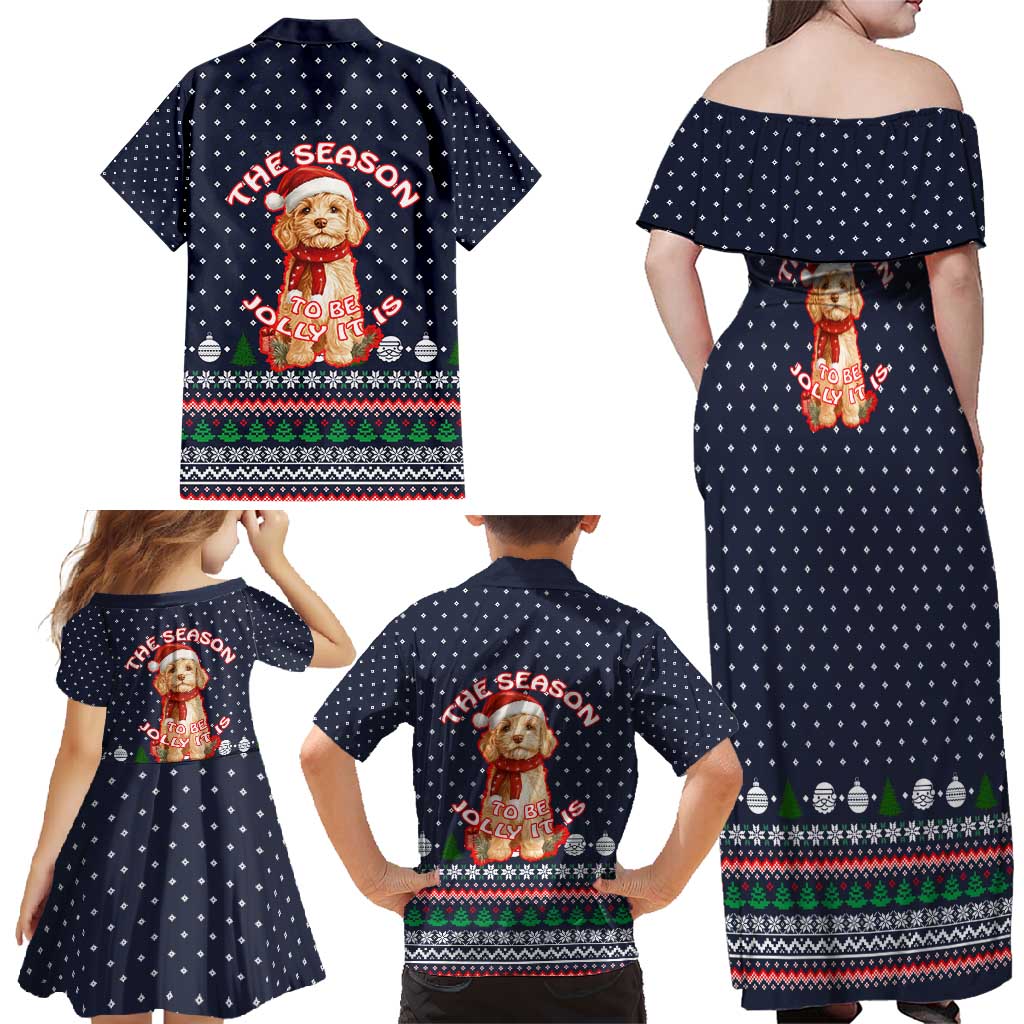The Season To Be Jolly Goldendoodle Christmas Family Matching Off Shoulder Maxi Dress and Hawaiian Shirt Xmas Holiday Patterns - Wonder Print Shop