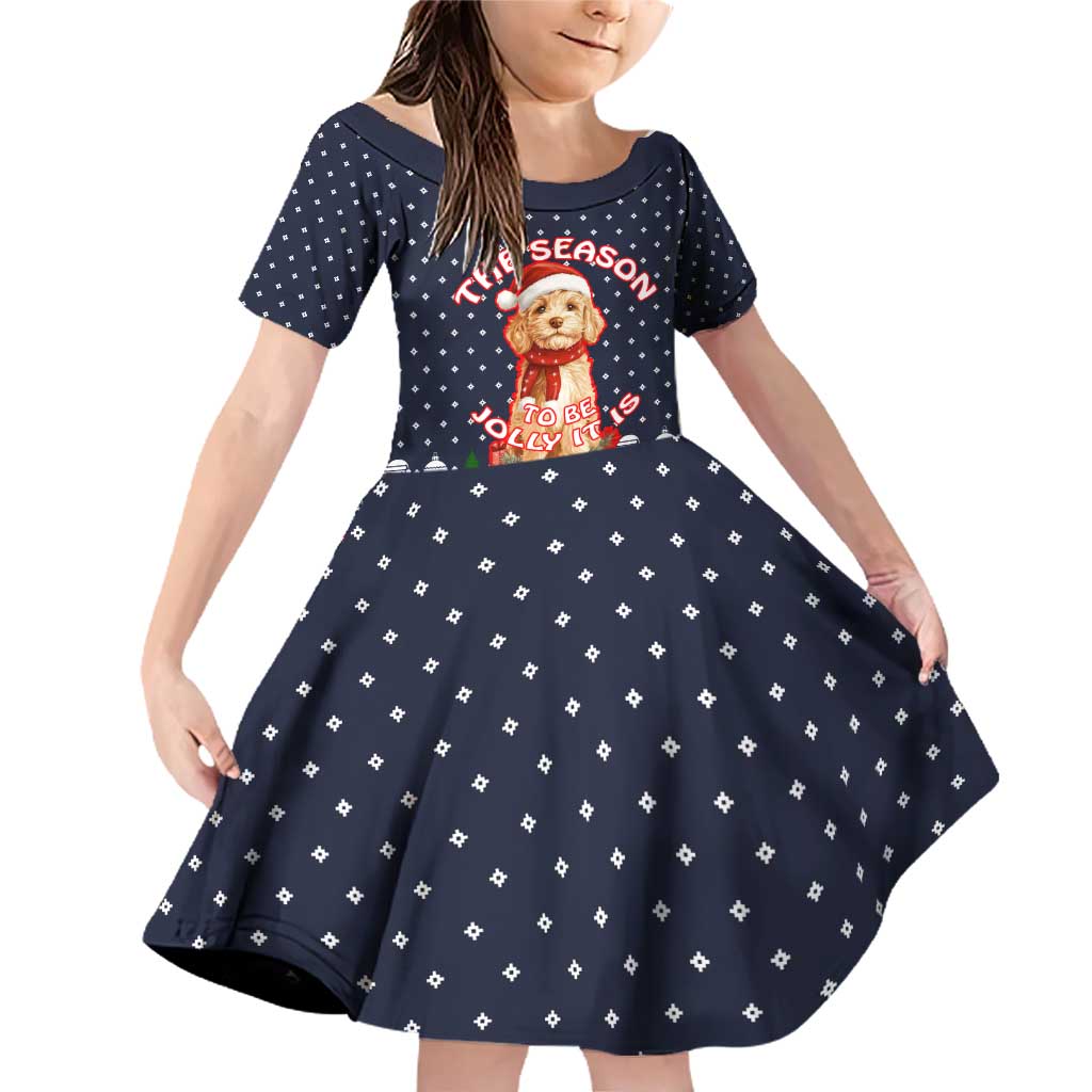 The Season To Be Jolly Goldendoodle Christmas Family Matching Off Shoulder Short Dress and Hawaiian Shirt Xmas Holiday Patterns - Wonder Print Shop