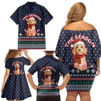 The Season To Be Jolly Goldendoodle Christmas Family Matching Off Shoulder Short Dress and Hawaiian Shirt Xmas Holiday Patterns - Wonder Print Shop