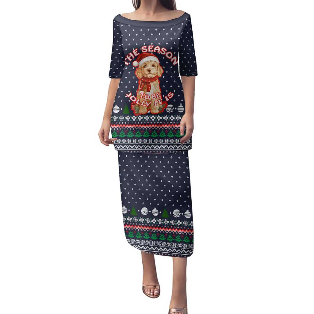 The Season To Be Jolly Goldendoodle Christmas Family Matching Puletasi and Hawaiian Shirt Xmas Holiday Patterns - Wonder Print Shop
