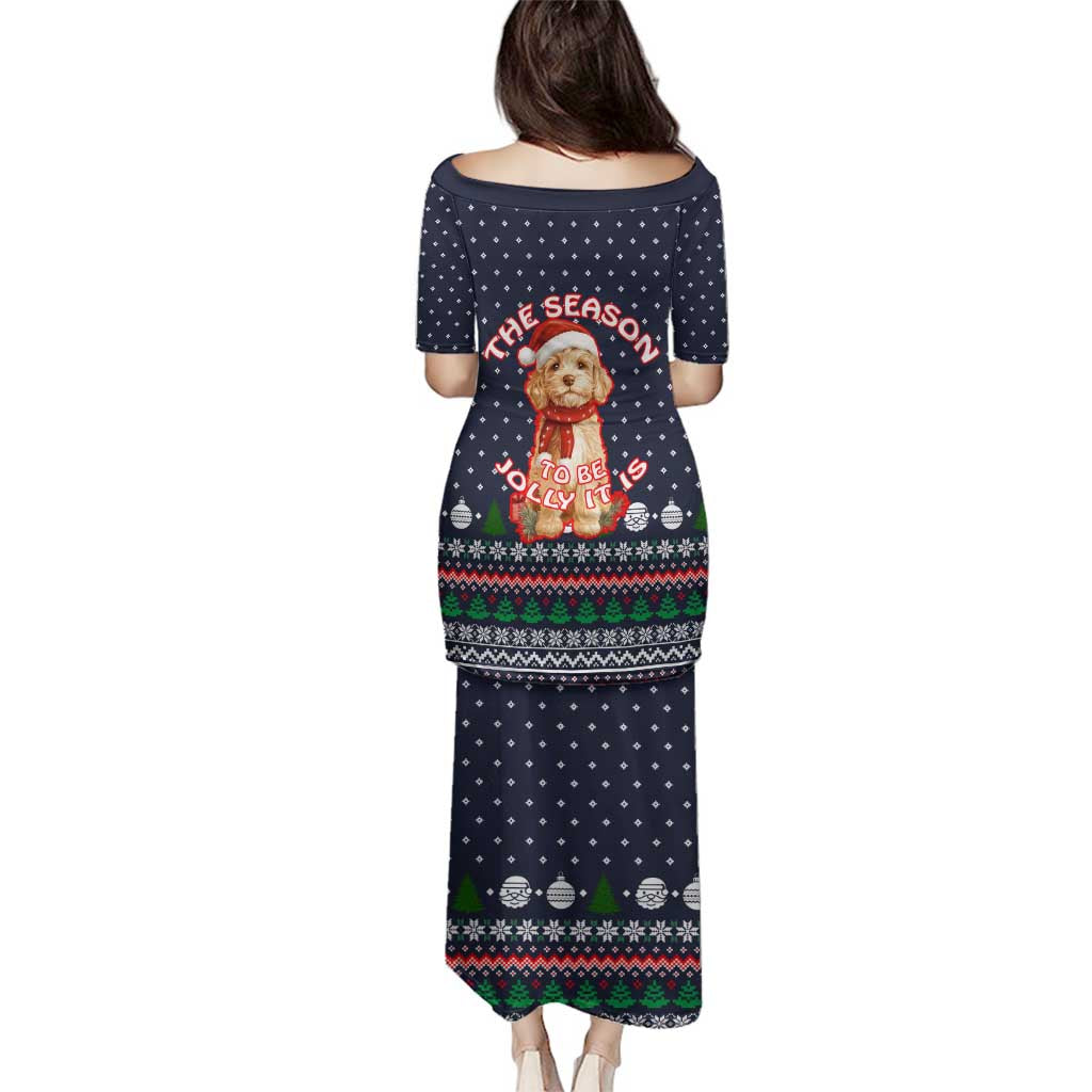 The Season To Be Jolly Goldendoodle Christmas Family Matching Puletasi and Hawaiian Shirt Xmas Holiday Patterns - Wonder Print Shop