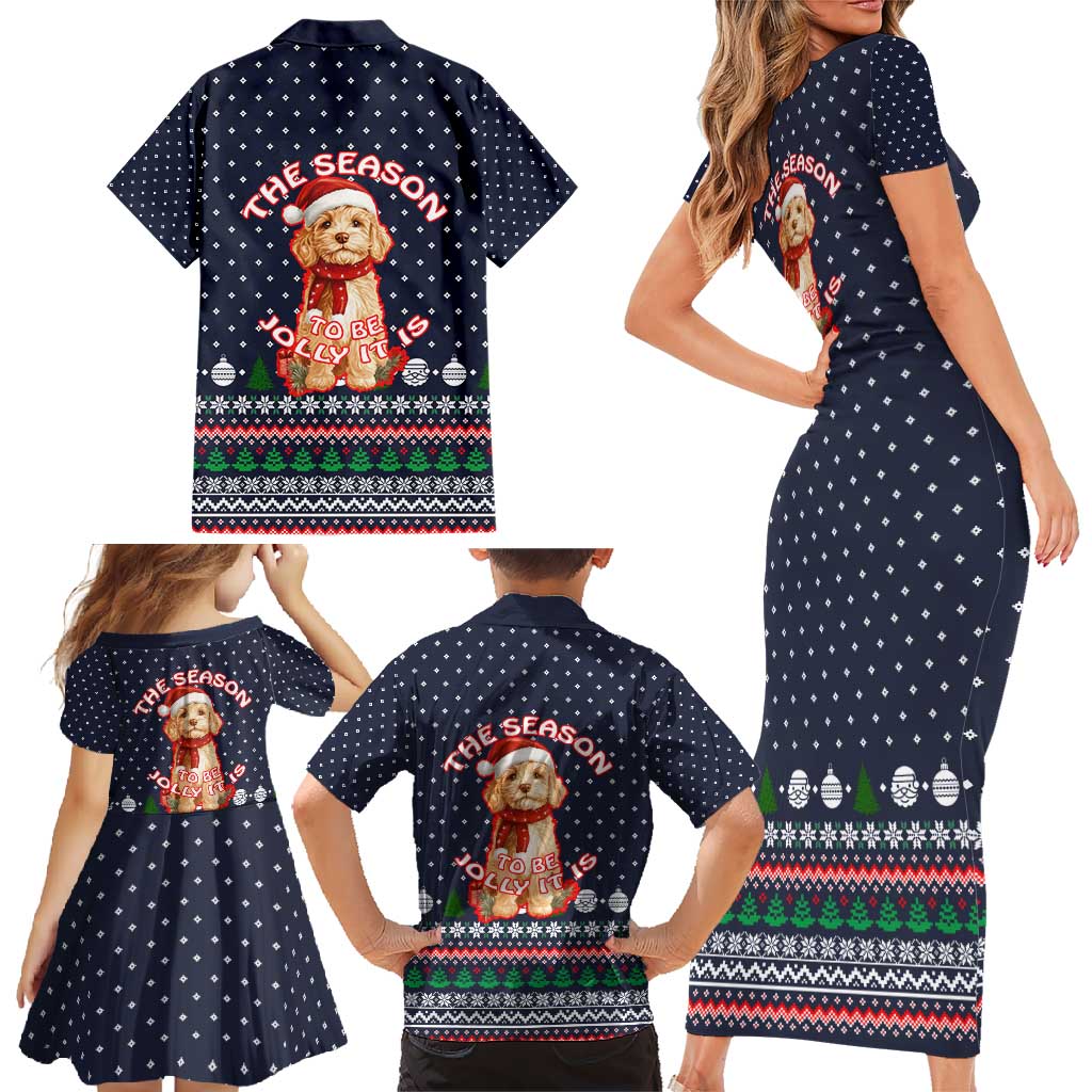 The Season To Be Jolly Goldendoodle Christmas Family Matching Short Sleeve Bodycon Dress and Hawaiian Shirt Xmas Holiday Patterns - Wonder Print Shop