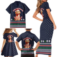 The Season To Be Jolly Goldendoodle Christmas Family Matching Short Sleeve Bodycon Dress and Hawaiian Shirt Xmas Holiday Patterns - Wonder Print Shop
