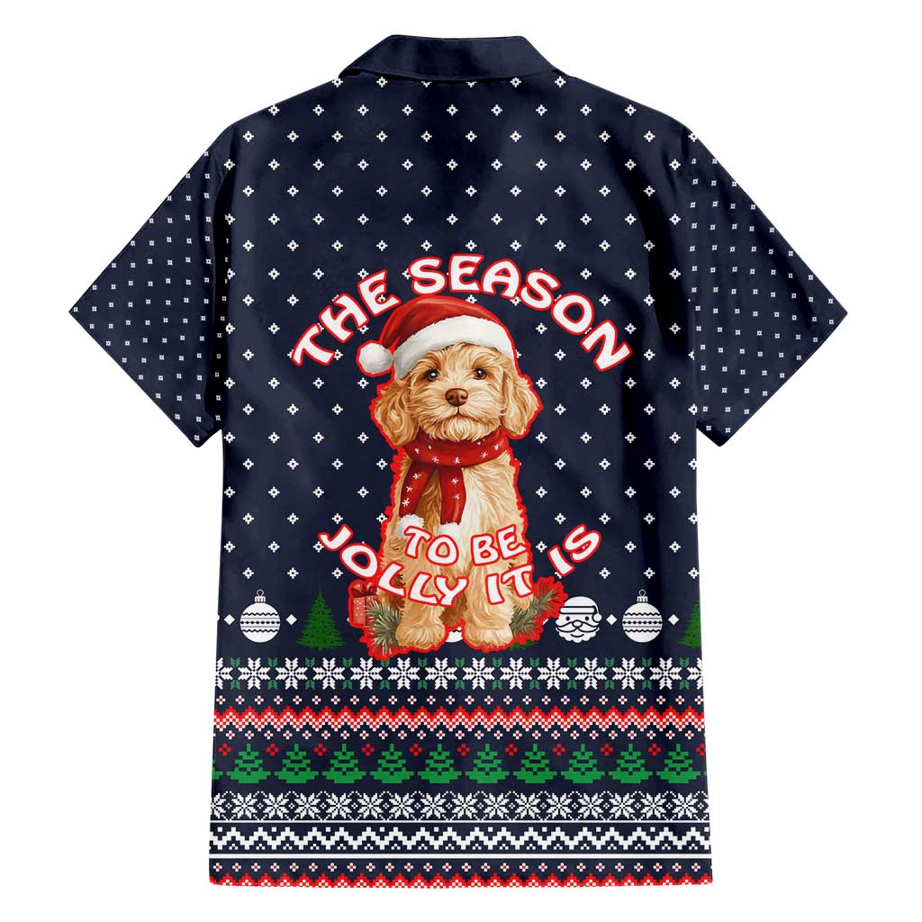 The Season To Be Jolly Goldendoodle Christmas Family Matching Short Sleeve Bodycon Dress and Hawaiian Shirt Xmas Holiday Patterns - Wonder Print Shop