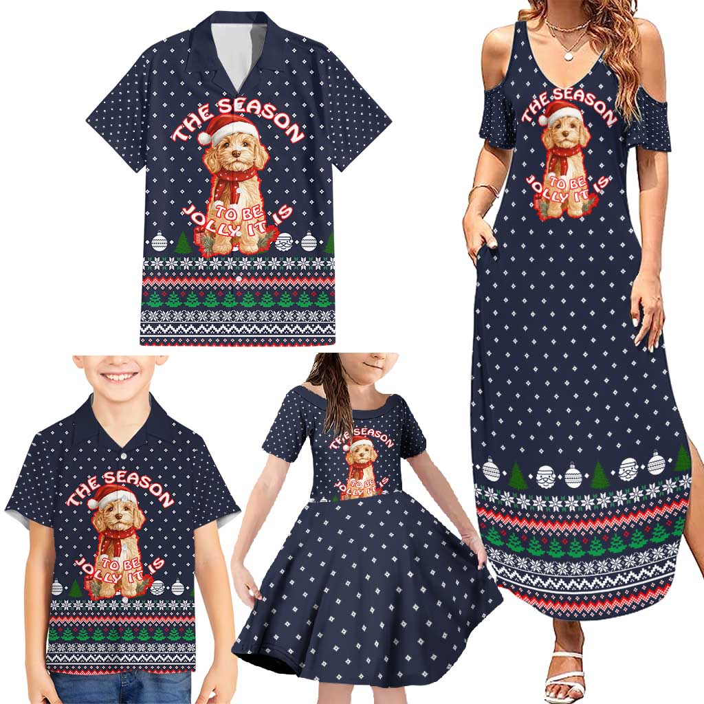 The Season To Be Jolly Goldendoodle Christmas Family Matching Summer Maxi Dress and Hawaiian Shirt Xmas Holiday Patterns - Wonder Print Shop