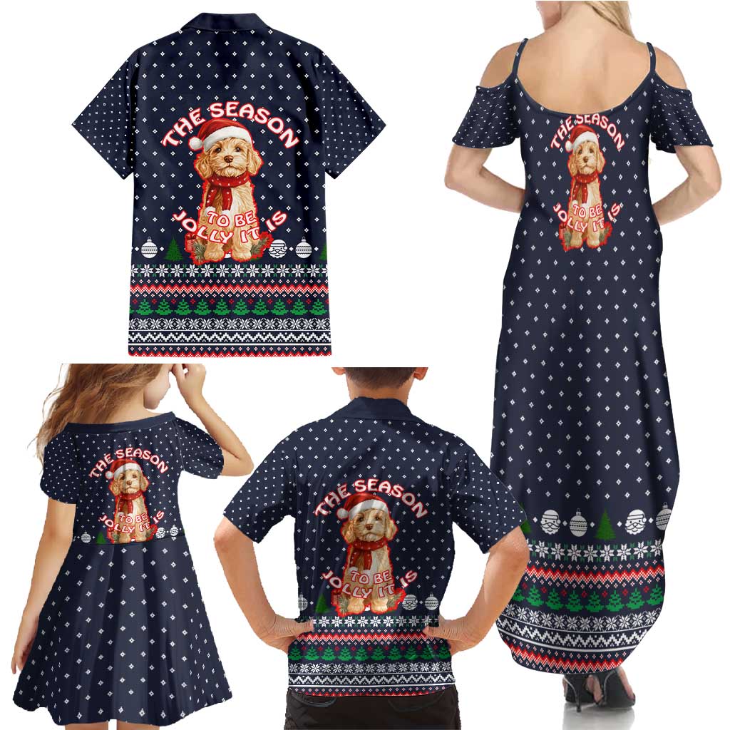 The Season To Be Jolly Goldendoodle Christmas Family Matching Summer Maxi Dress and Hawaiian Shirt Xmas Holiday Patterns - Wonder Print Shop