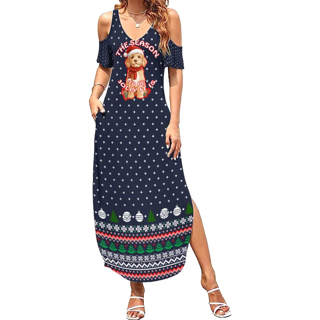 The Season To Be Jolly Goldendoodle Christmas Family Matching Summer Maxi Dress and Hawaiian Shirt Xmas Holiday Patterns - Wonder Print Shop