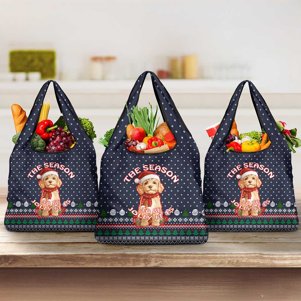 The Season To Be Jolly Goldendoodle Christmas Grocery Bag Xmas Holiday Patterns - Wonder Print Shop