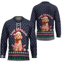 The Season To Be Jolly Goldendoodle Christmas Hockey Jersey Xmas Holiday Patterns - Wonder Print Shop