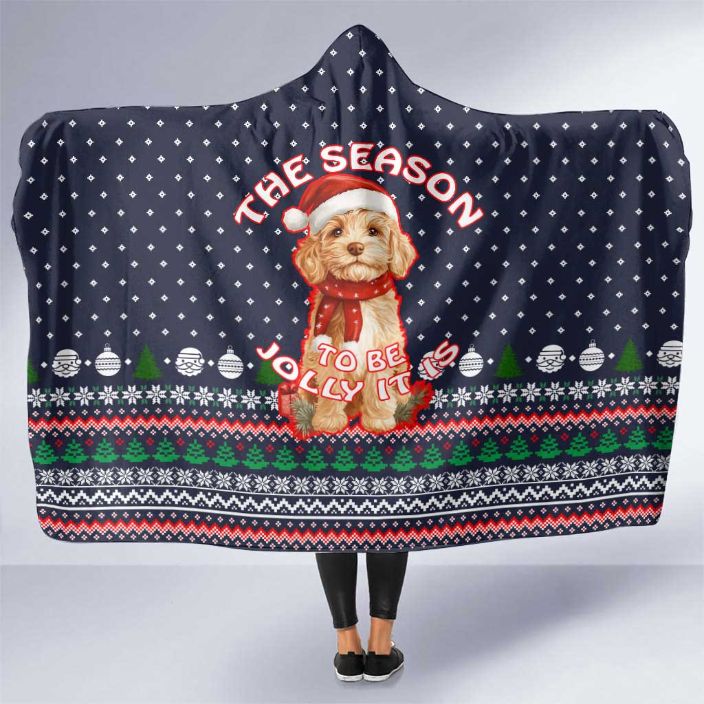The Season To Be Jolly Goldendoodle Christmas Hooded Blanket Xmas Holiday Patterns - Wonder Print Shop
