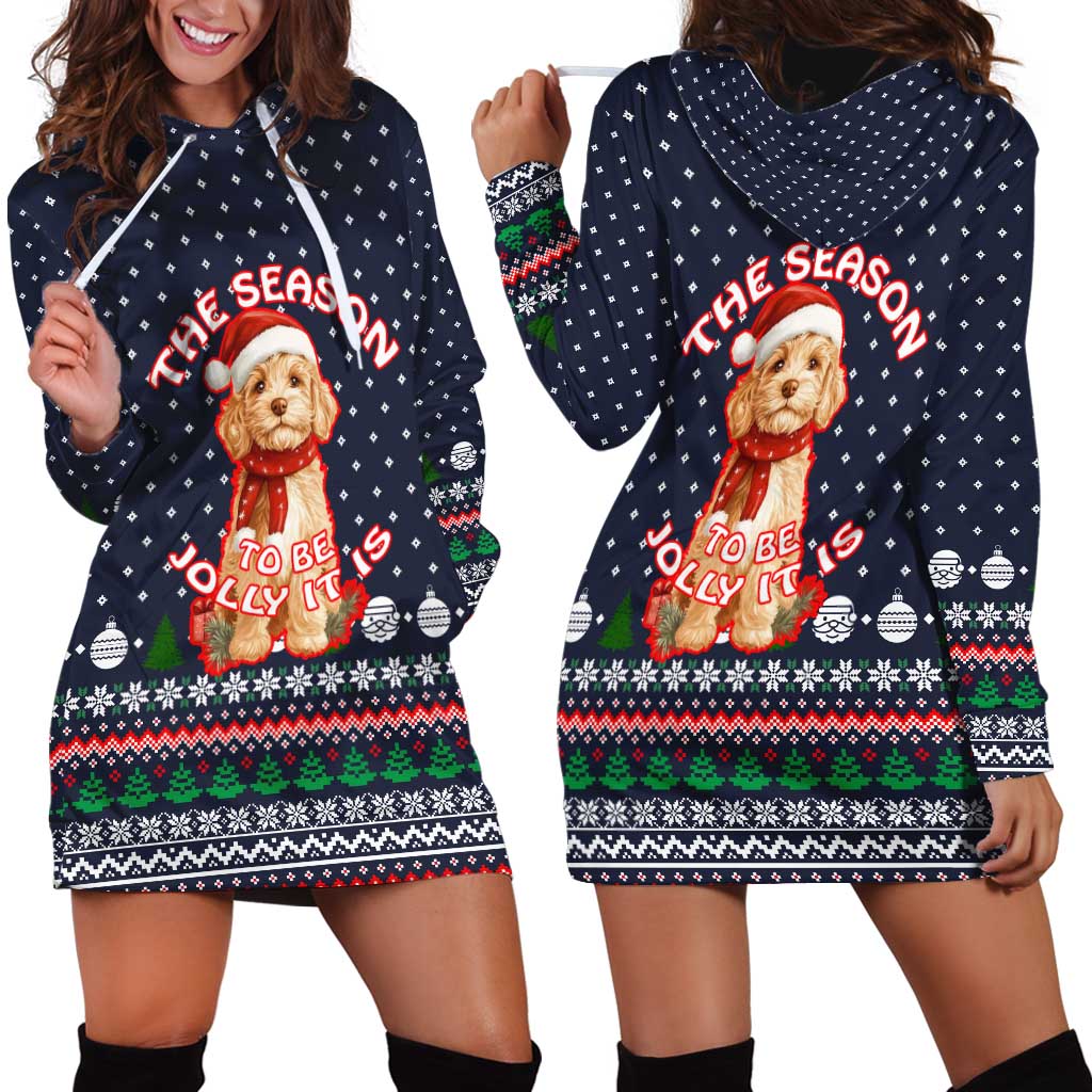 The Season To Be Jolly Goldendoodle Christmas Hoodie Dress Xmas Holiday Patterns - Wonder Print Shop