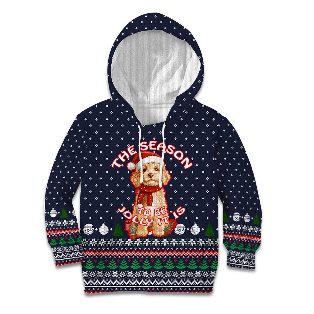 The Season To Be Jolly Goldendoodle Christmas Kid Hoodie Xmas Holiday Patterns - Wonder Print Shop