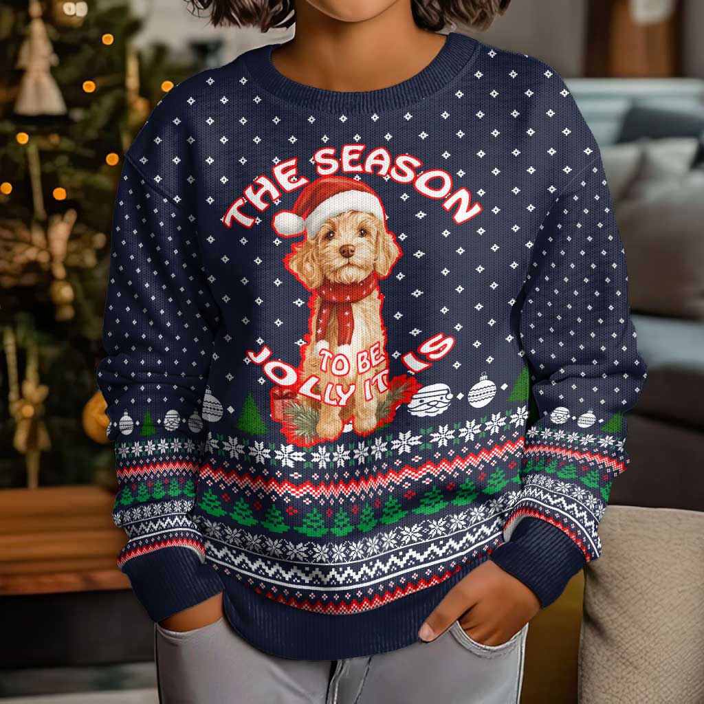 The Season To Be Jolly Goldendoodle Christmas Kid Ugly Christmas Sweater Xmas Holiday Patterns - Wonder Print Shop