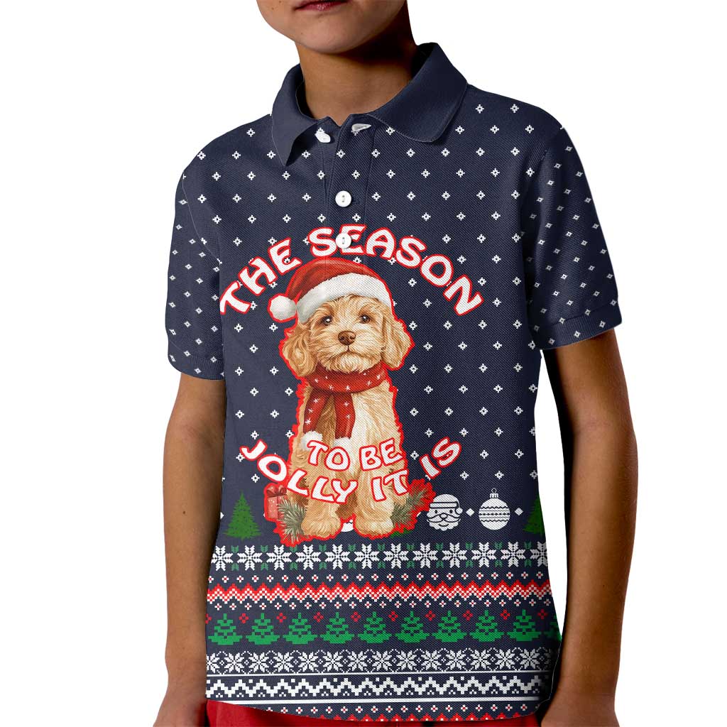The Season To Be Jolly Goldendoodle Christmas Kid Polo Shirt Xmas Holiday Patterns - Wonder Print Shop