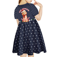 The Season To Be Jolly Goldendoodle Christmas Kid Short Sleeve Dress Xmas Holiday Patterns - Wonder Print Shop