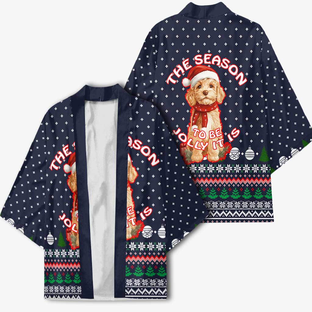 The Season To Be Jolly Goldendoodle Christmas Kimono Xmas Holiday Patterns - Wonder Print Shop
