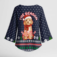 The Season To Be Jolly Goldendoodle Christmas Kimono Sleeve Blouse Xmas Holiday Patterns - Wonder Print Shop