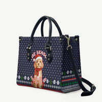 The Season To Be Jolly Goldendoodle Christmas Leather Bag Xmas Holiday Patterns - Wonder Print Shop