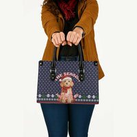 The Season To Be Jolly Goldendoodle Christmas Leather Bag Xmas Holiday Patterns - Wonder Print Shop