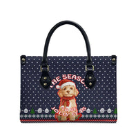 The Season To Be Jolly Goldendoodle Christmas Leather Bag Xmas Holiday Patterns - Wonder Print Shop