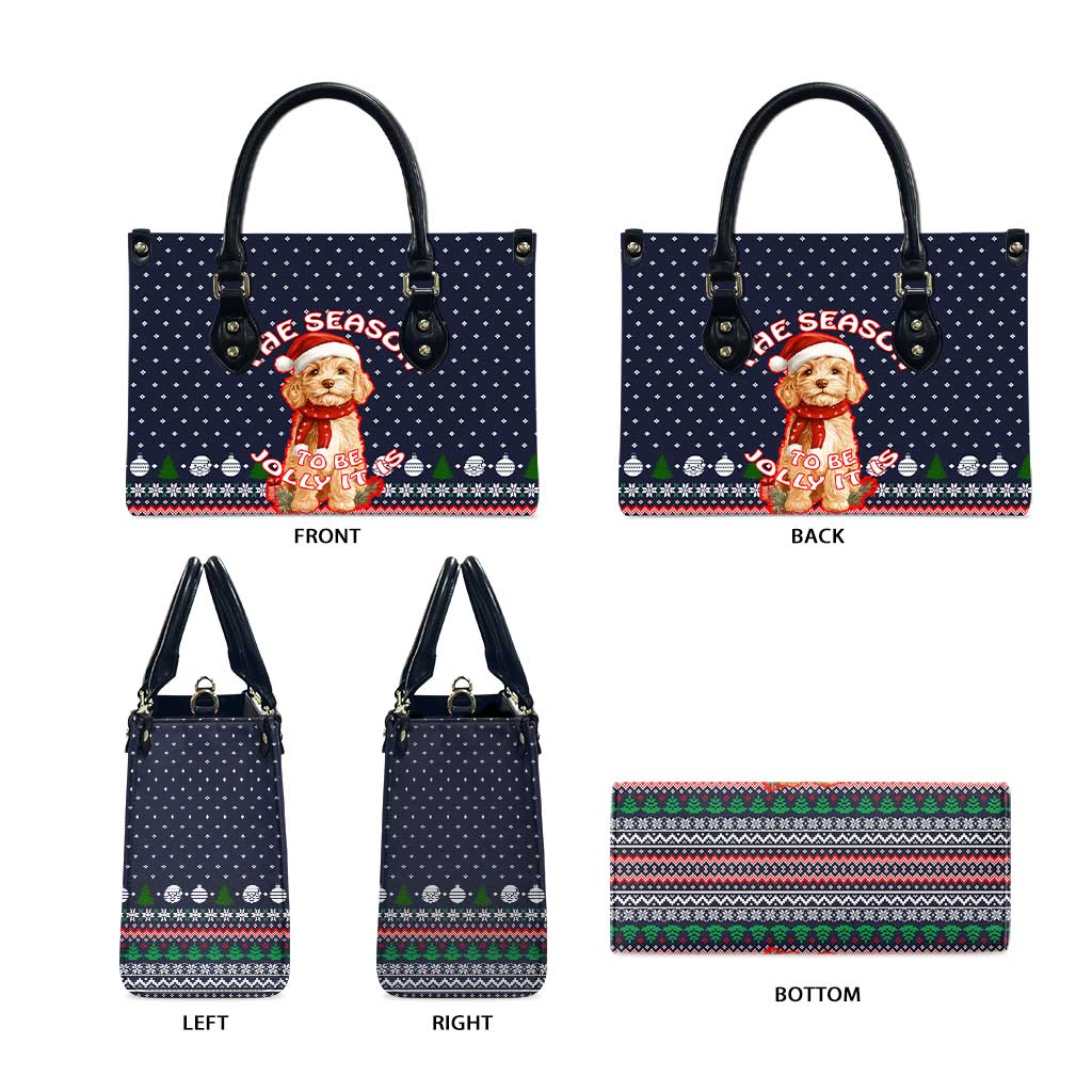 The Season To Be Jolly Goldendoodle Christmas Leather Bag Xmas Holiday Patterns - Wonder Print Shop
