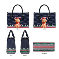 The Season To Be Jolly Goldendoodle Christmas Leather Bag Xmas Holiday Patterns - Wonder Print Shop