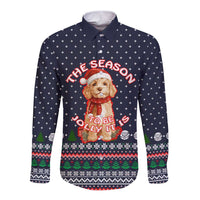 The Season To Be Jolly Goldendoodle Christmas Long Sleeve Button Shirt Xmas Holiday Patterns - Wonder Print Shop