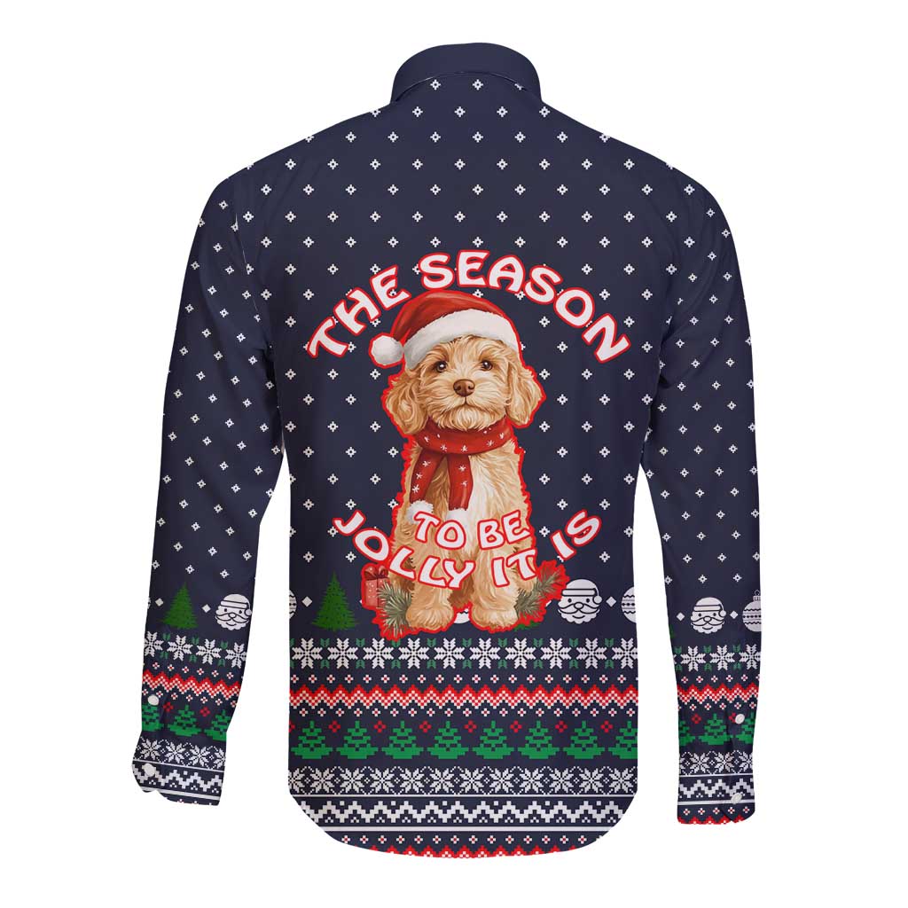 The Season To Be Jolly Goldendoodle Christmas Long Sleeve Button Shirt Xmas Holiday Patterns - Wonder Print Shop