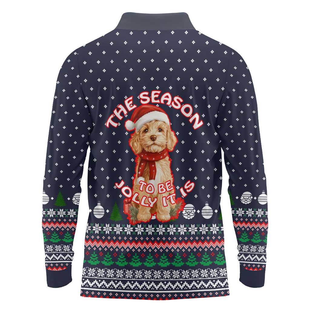 The Season To Be Jolly Goldendoodle Christmas Long Sleeve Polo Shirt Xmas Holiday Patterns - Wonder Print Shop