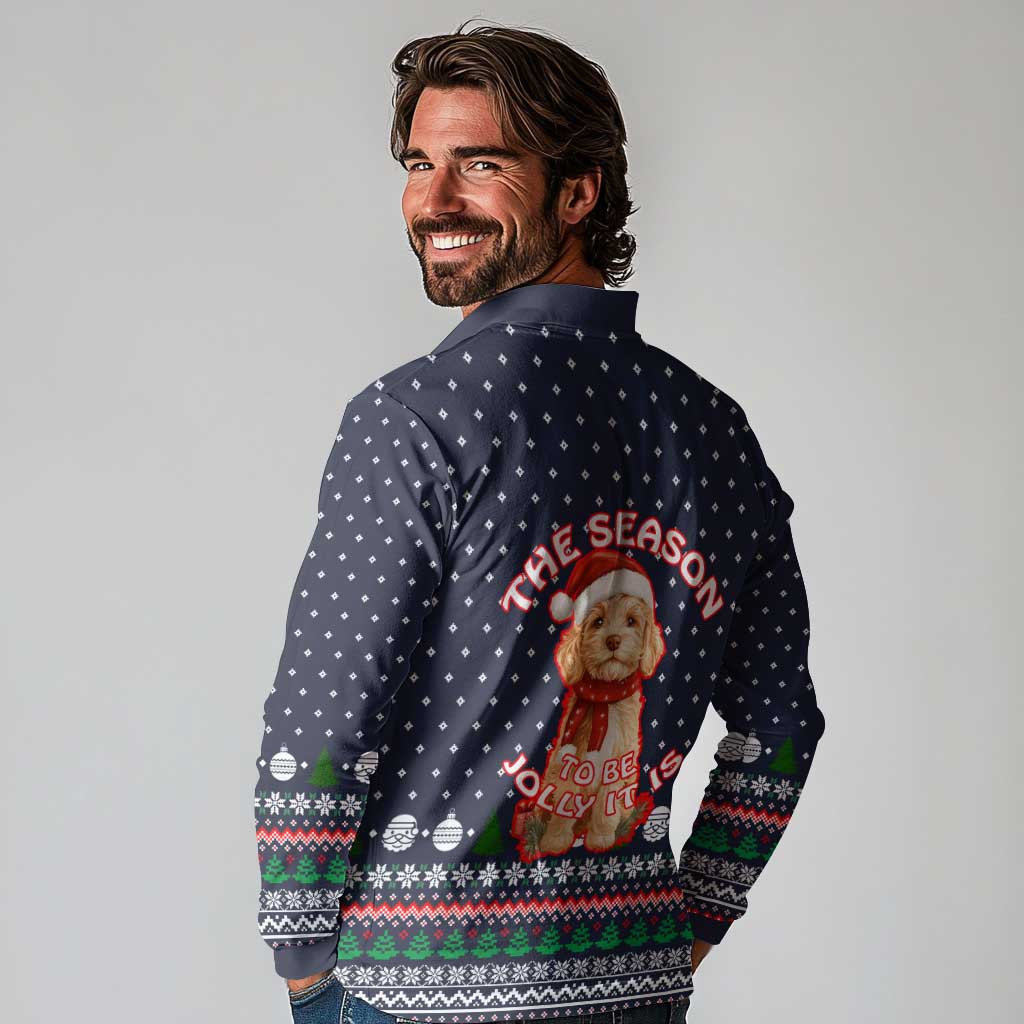 The Season To Be Jolly Goldendoodle Christmas Long Sleeve Polo Shirt Xmas Holiday Patterns - Wonder Print Shop