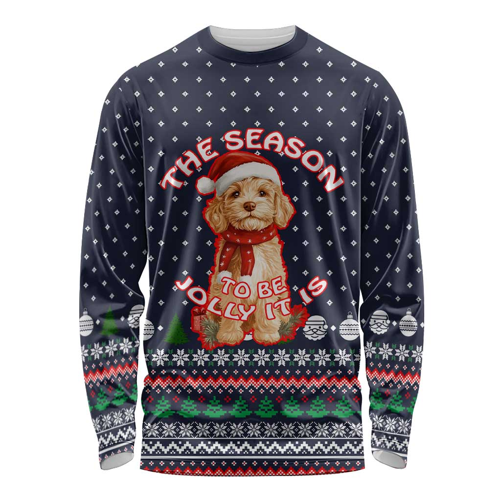 The Season To Be Jolly Goldendoodle Christmas Long Sleeve Shirt Xmas Holiday Patterns - Wonder Print Shop