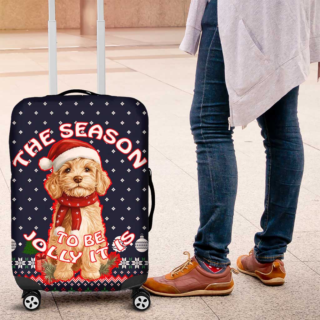 The Season To Be Jolly Goldendoodle Christmas Luggage Cover Xmas Holiday Patterns - Wonder Print Shop