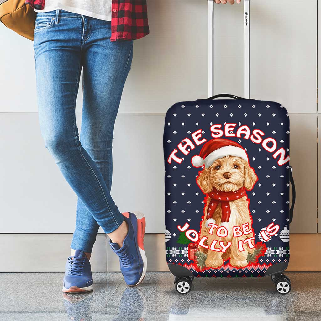 The Season To Be Jolly Goldendoodle Christmas Luggage Cover Xmas Holiday Patterns - Wonder Print Shop