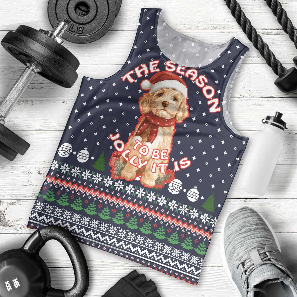 The Season To Be Jolly Goldendoodle Christmas Men Tank Top Xmas Holiday Patterns - Wonder Print Shop