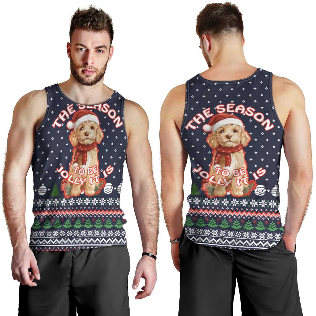 The Season To Be Jolly Goldendoodle Christmas Men Tank Top Xmas Holiday Patterns - Wonder Print Shop