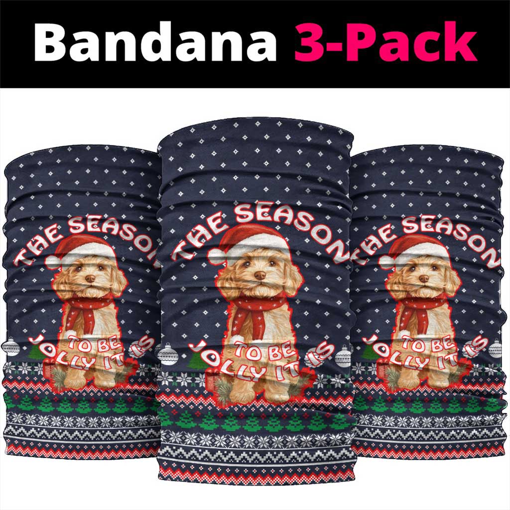 The Season To Be Jolly Goldendoodle Christmas Neck Gaiter Xmas Holiday Patterns - Wonder Print Shop