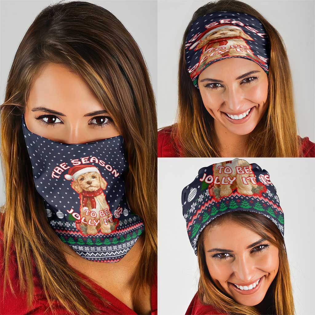 The Season To Be Jolly Goldendoodle Christmas Neck Gaiter Xmas Holiday Patterns - Wonder Print Shop