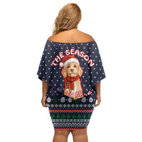 The Season To Be Jolly Goldendoodle Christmas Off Shoulder Short Dress Xmas Holiday Patterns - Wonder Print Shop