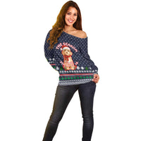 The Season To Be Jolly Goldendoodle Christmas Off Shoulder Sweater Xmas Holiday Patterns - Wonder Print Shop