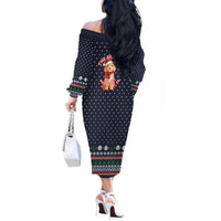 The Season To Be Jolly Goldendoodle Christmas Off The Shoulder Long Sleeve Dress Xmas Holiday Patterns - Wonder Print Shop