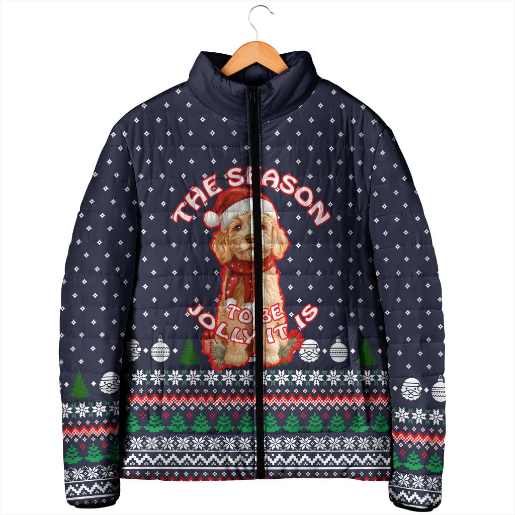The Season To Be Jolly Goldendoodle Christmas Padded Jacket Xmas Holiday Patterns - Wonder Print Shop
