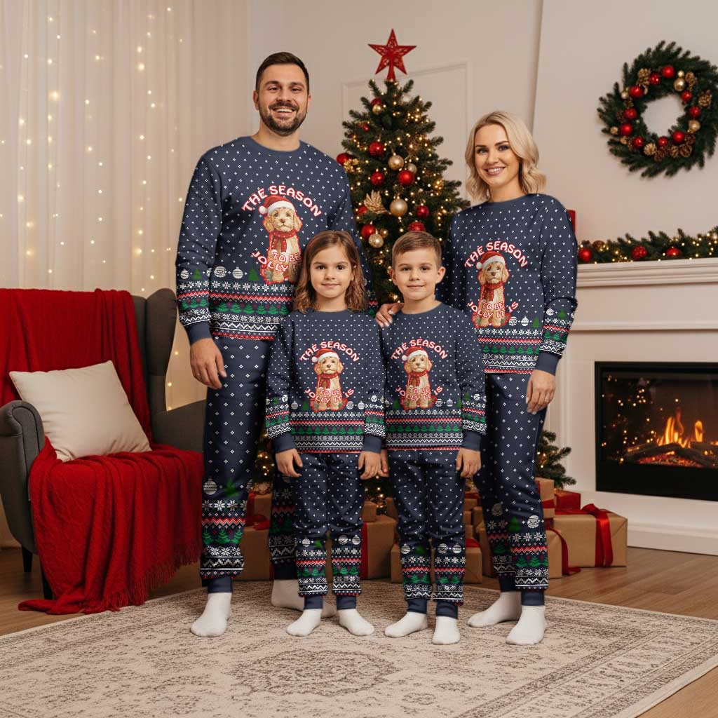 The Season To Be Jolly Goldendoodle Christmas Pajama Set Xmas Holiday Patterns - Wonder Print Shop
