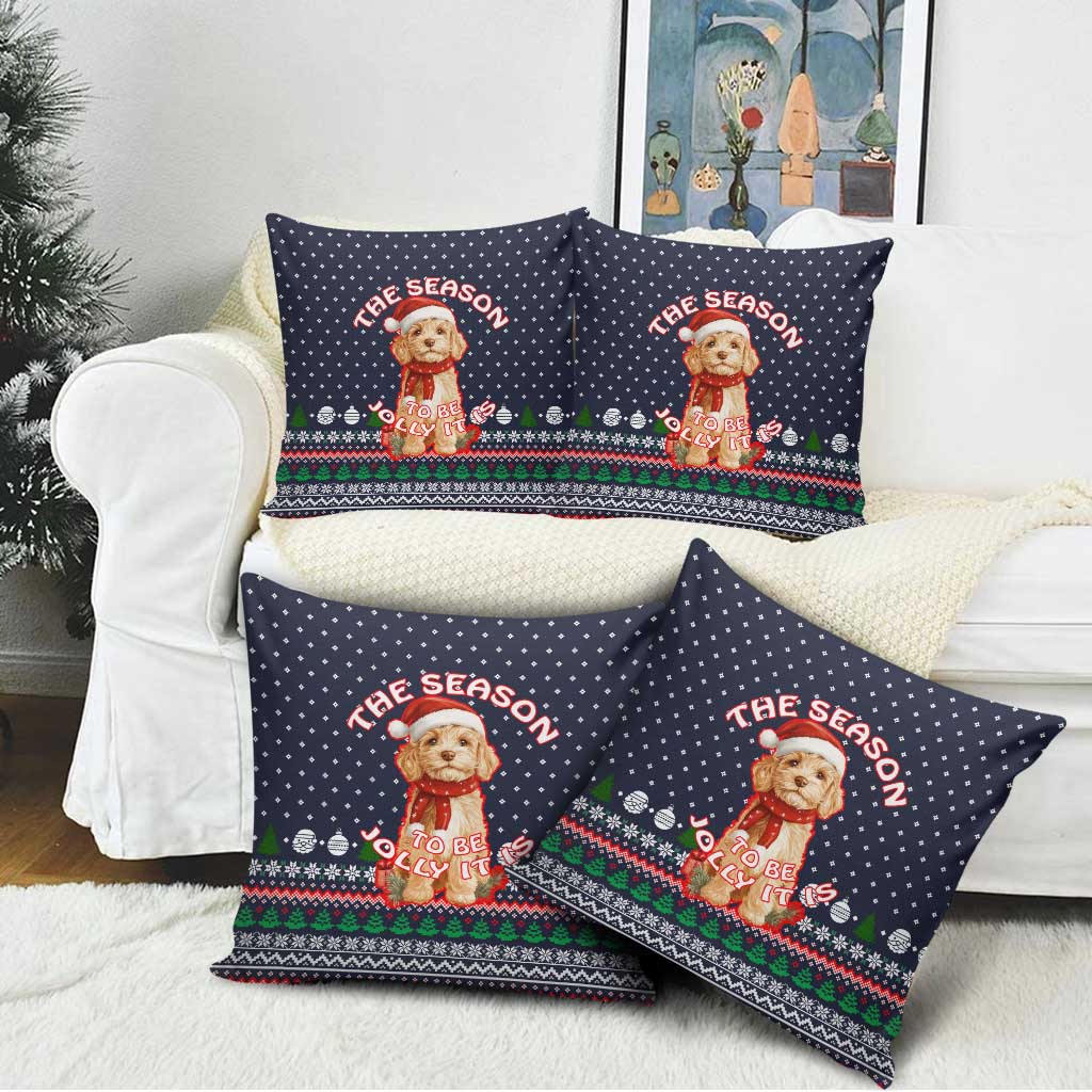 The Season To Be Jolly Goldendoodle Christmas Pillow Cover Xmas Holiday Patterns - Wonder Print Shop