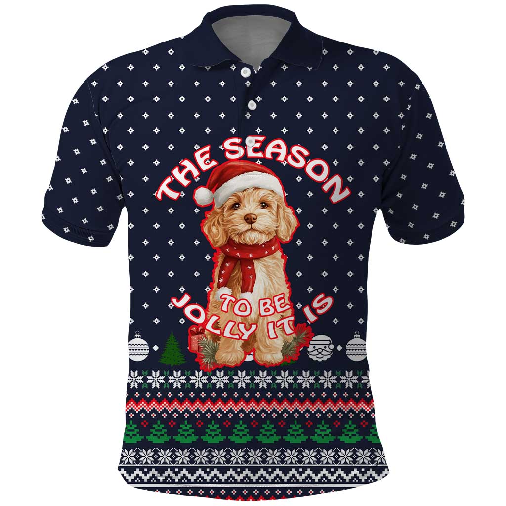 The Season To Be Jolly Goldendoodle Christmas Polo Shirt Xmas Holiday Patterns - Wonder Print Shop