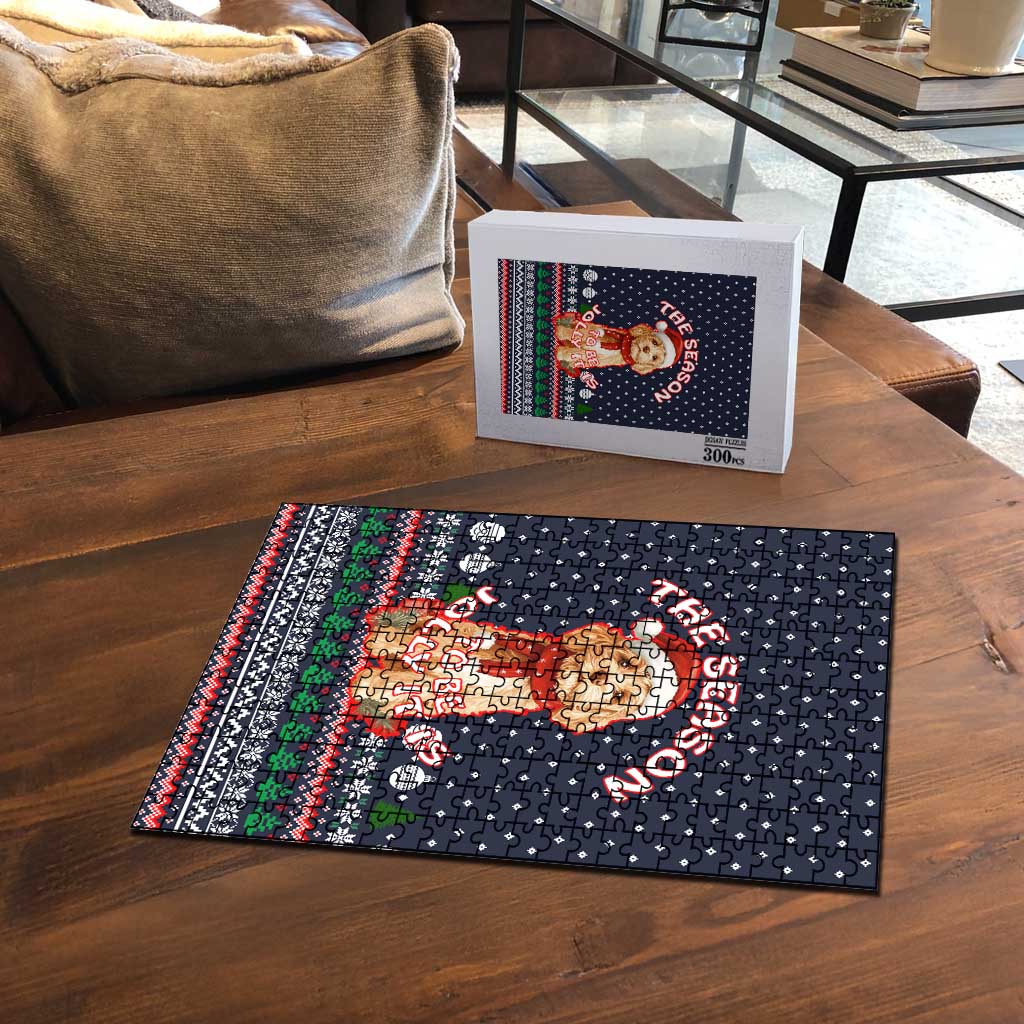 The Season To Be Jolly Goldendoodle Christmas Puzzle Xmas Holiday Patterns - Wonder Print Shop