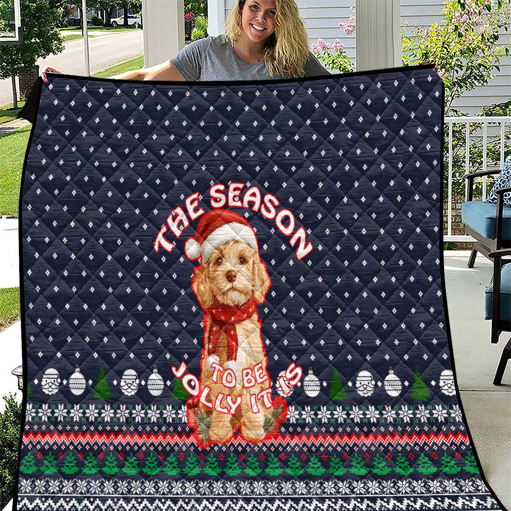 The Season To Be Jolly Goldendoodle Christmas Quilt Xmas Holiday Patterns - Wonder Print Shop