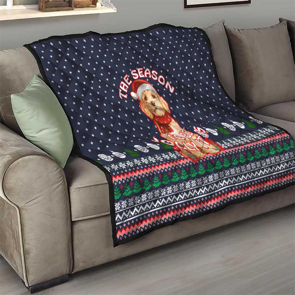 The Season To Be Jolly Goldendoodle Christmas Quilt Xmas Holiday Patterns - Wonder Print Shop